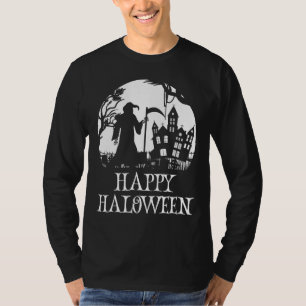 Happy Halloween Grim Reaper Haunted House  Kids &  T-Shirt