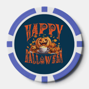Happy Halloween Group Of Happy Jack-O-Lanterns Poker Chips