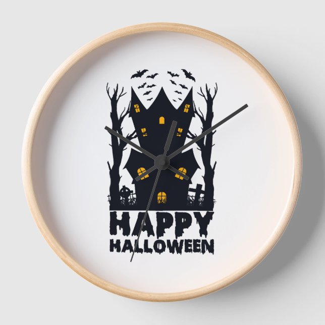 Happy Halloween Halloween Happy Halloween  Clock (Front)