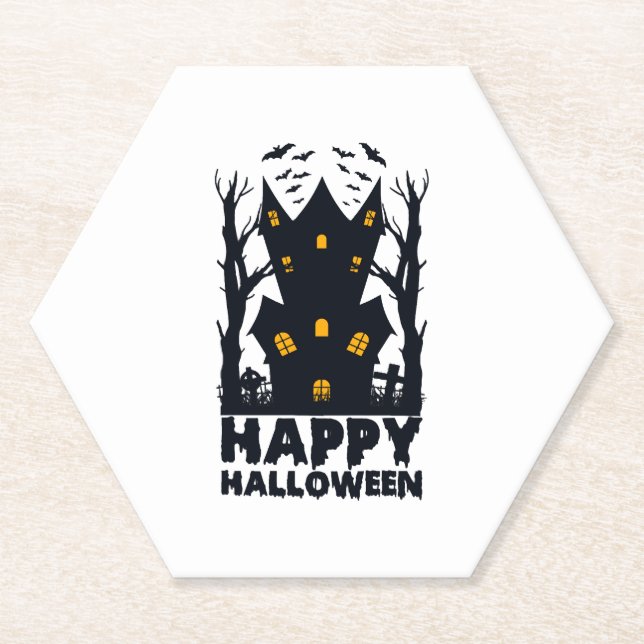 Happy Halloween Halloween Happy Halloween  Paper Coaster (Front)