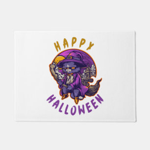 Happy Halloween Halloween Witch Cat Doormat