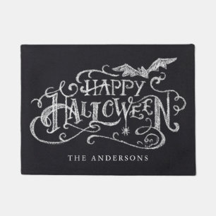 Happy Halloween Hand-Lettered Chalk Personalized Doormat