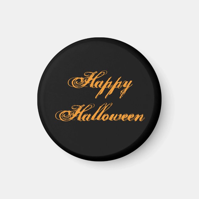 Happy Halloween Handwriting Magnet (Black & Orange (Front)