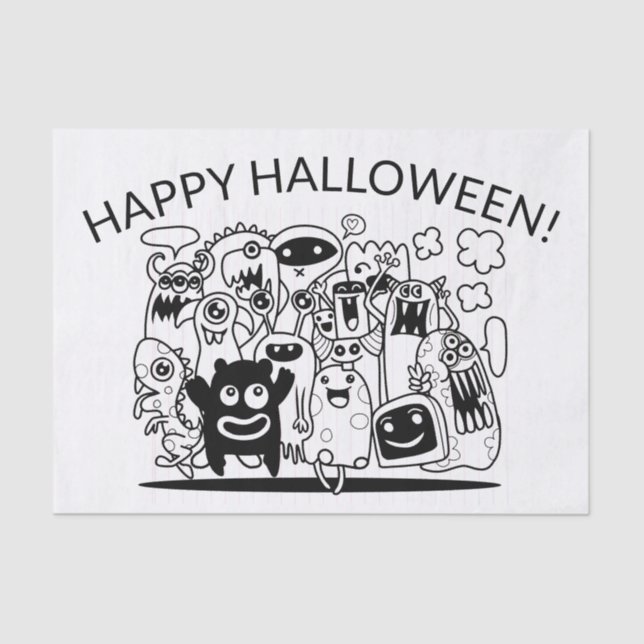 HAPPY HALLOWEEN! HAPPY MONSTERS Tissue Paper (Front)