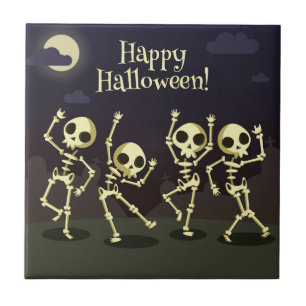Happy Halloween - Happy Skeletons Tile