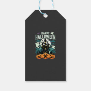 Happy Halloween Haunted Castle Ghosts and Pumpkins Gift Tags