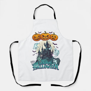 Happy Halloween Haunted Castle Pumpkins Ghosts_1 Apron