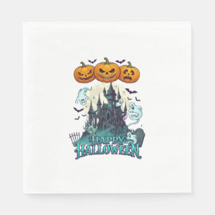 Happy Halloween Haunted Castle Pumpkins Ghosts_1 Napkin