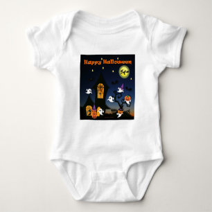 Happy Halloween Haunted House Baby Bodysuit