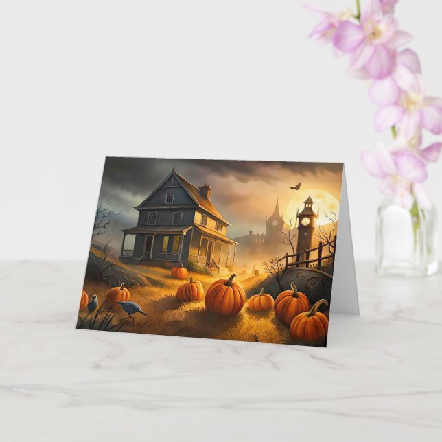 Happy Halloween | Haunted House Card (Orchid)