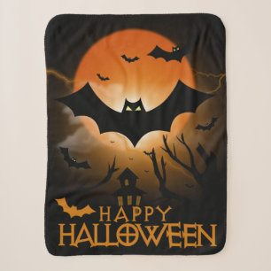 Happy Halloween Haunted House Cozy Spooky Fall Sherpa Blanket