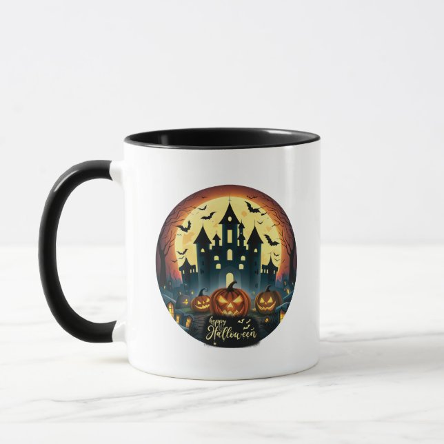 Happy Halloween Haunted House Halloween Mug (Gauche)
