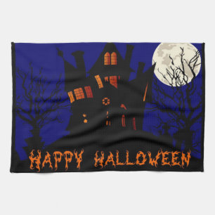 Happy Halloween Haunted House Kitchen Towel