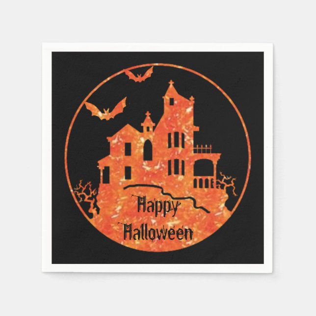 Happy Halloween Haunted House Napkins (Front)
