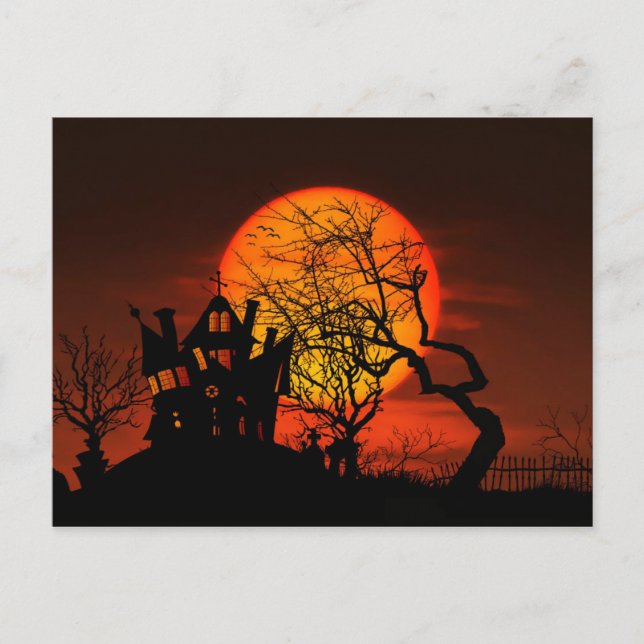 Happy Halloween Haunted House Postcard (Front)