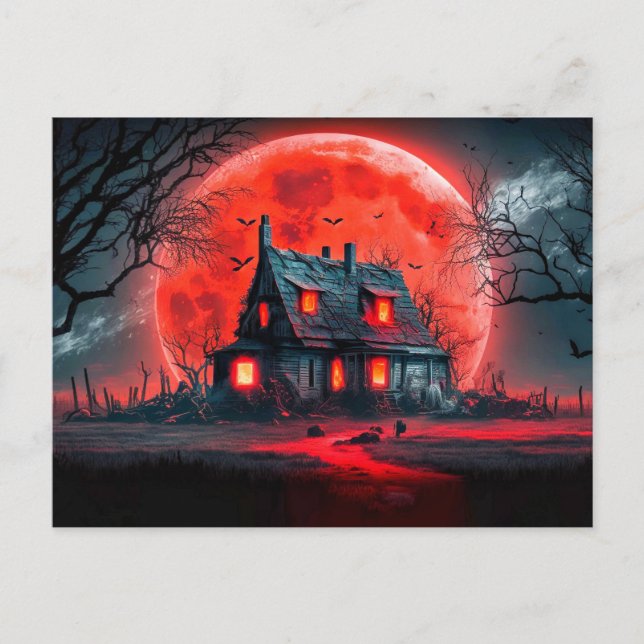 Happy Halloween Haunted House Postcard (Front)
