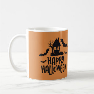 Happy Halloween haunted house spooky bat orange Coffee Mug