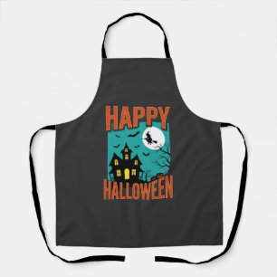 Happy Halloween Haunted House Witch Design Apron
