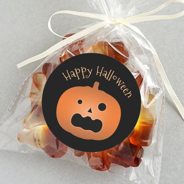 Happy Halloween Haunted Jack O Lantern Pumpkin Classic Round Sticker (Creator Uploaded)