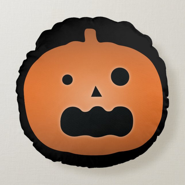 Happy Halloween Haunted Jack O Lantern Pumpkin Round Pillow (Front)