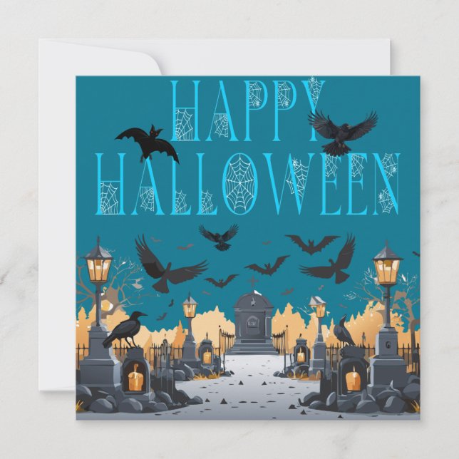 Happy Halloween Haunted Spooky Cemetary\Headstone Invitation (Front)