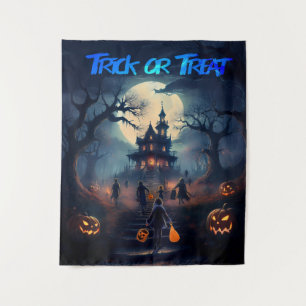 Happy Halloween Haunted Trick of Treaters Tapestry