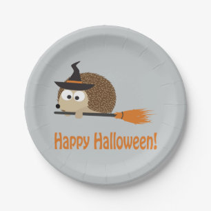 Happy Halloween! Hedgehog Witch Paper Plate