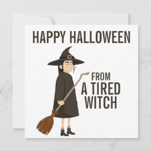 Happy Halloween Humour Black and White Witch Holiday Card