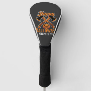 Happy Halloween Hunting Crossed Axes Pumpkin Golf Head Cover