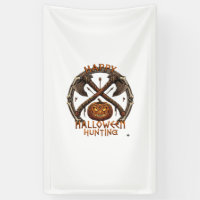Happy Halloween Hunting Pumpkin Crossed Axes Bone 