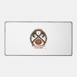 Happy Halloween Hunting Pumpkin Crossed Axes Bone Desk Mat