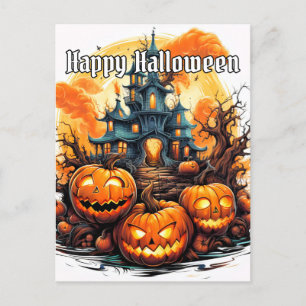 Happy Halloween   Illuminating Nefarious Pumpkins Postcard