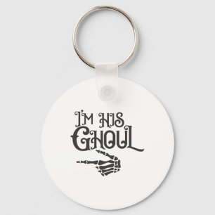 Happy Halloween Im His Ghoul Skull Hand  Keychain