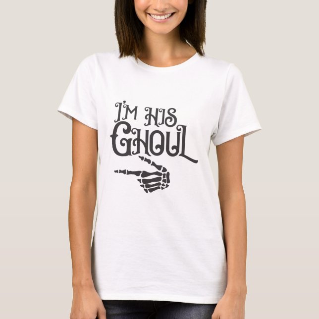 Happy Halloween Im His Ghoul Skull Hand  T-Shirt (Front)