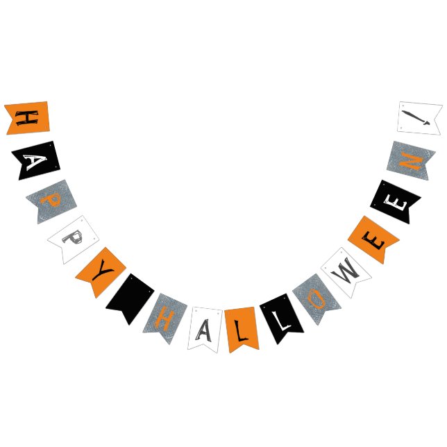 Happy Halloween in Halloween colours Bunting Flags (All)