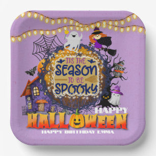 Happy Halloween It's Spooky Season Celebration Paper Plate