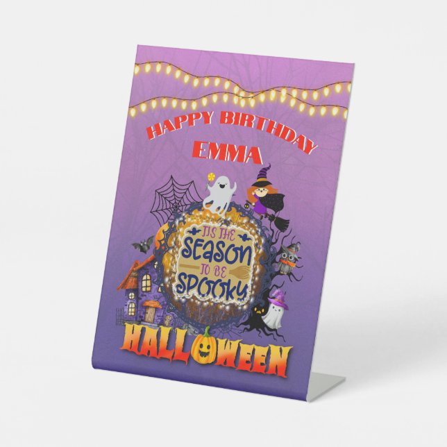 Happy Halloween It's Spooky Season Celebration Pedestal Sign (Front)