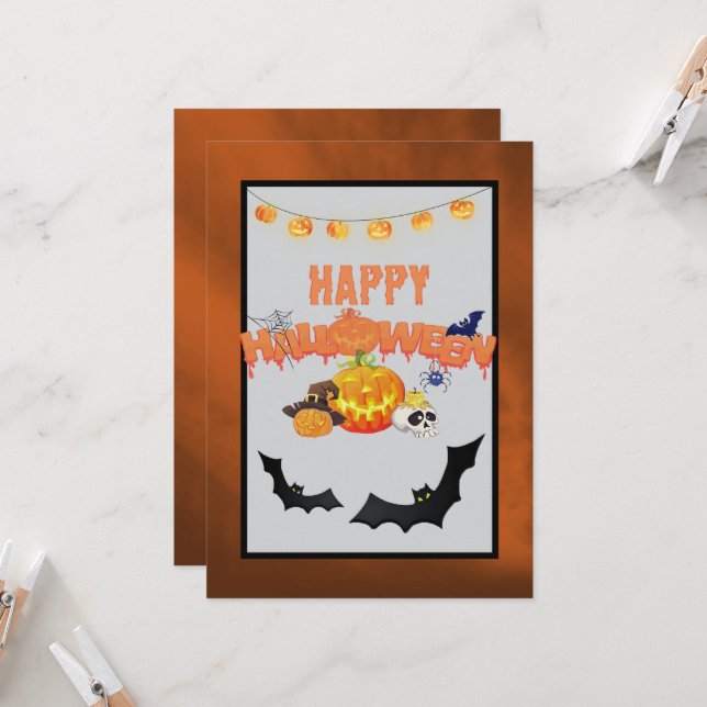 Happy Halloween Jack-o-Lantern and more Card (Front/Back In Situ)