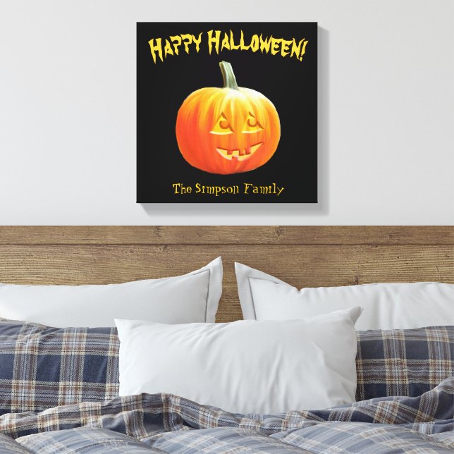 Happy Halloween Jack o Lantern Canvas Print (Insitu(Bedroom))