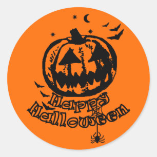 Happy Halloween Jack O Lantern  Classic Round Sticker