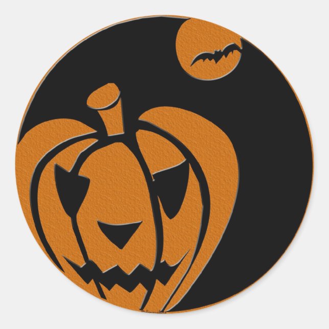 happy halloween jack o lantern classic round sticker (Front)