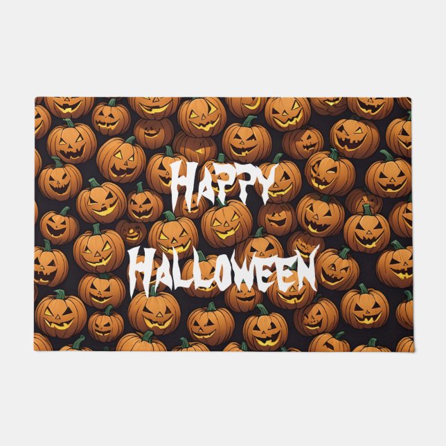 Happy Halloween Jack-o-Lantern Doormat (Front)