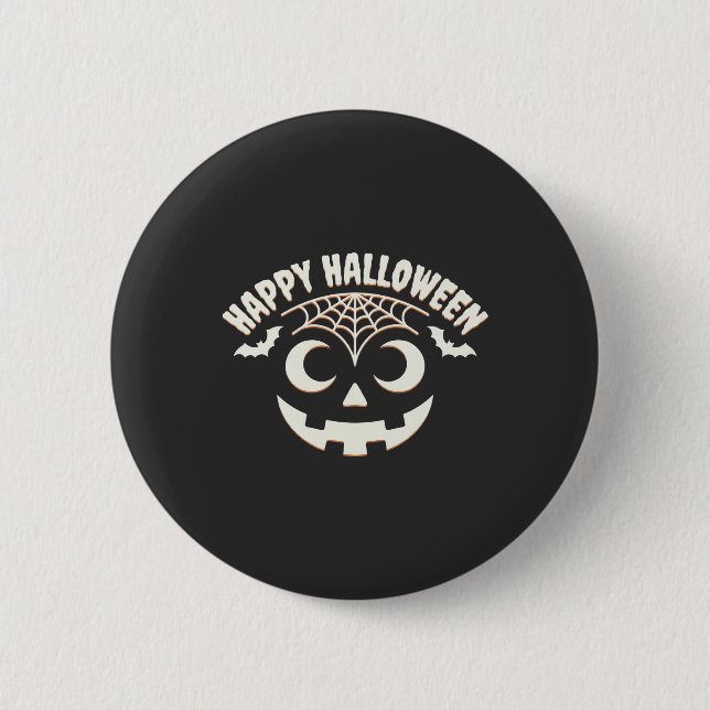Happy Halloween Jack-O-Lantern Face Design_1 2 Inch Round Button (Front)