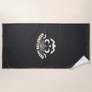 Happy Halloween Jack-O-Lantern Face Design_1 Beach Towel