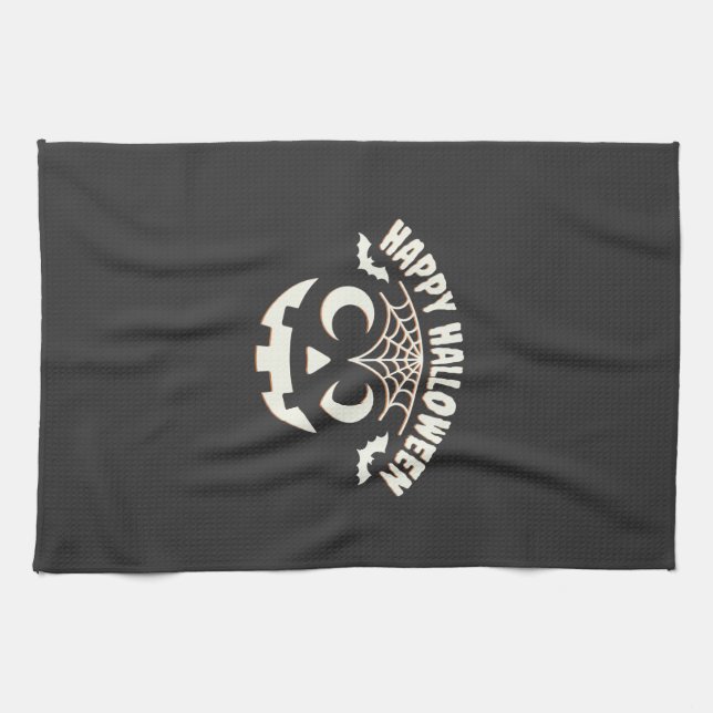 Happy Halloween Jack-O-Lantern Face Design_1 Kitchen Towel (Horizontal)