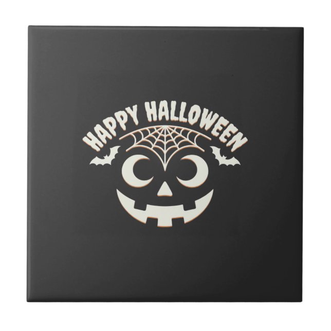 Happy Halloween Jack-O-Lantern Face Design_1 Tile (Front)