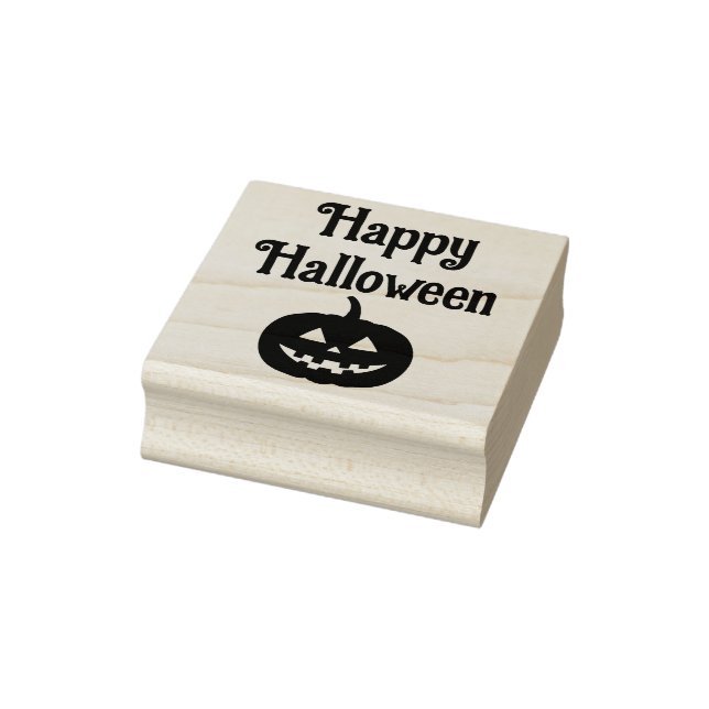 Happy Halloween Jack o Lantern Face Rubber Stamp (Stamp)