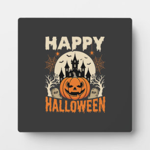 Happy Halloween Jack O Lantern Haunted Castle Plaque
