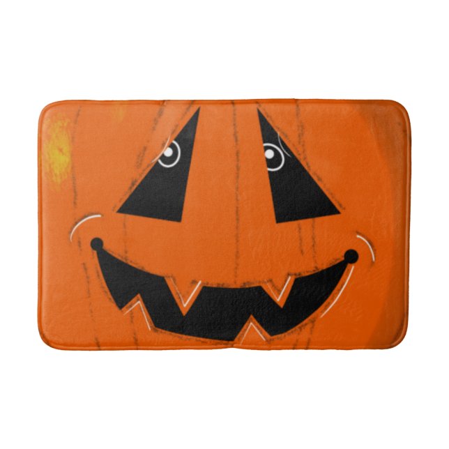 Happy Halloween Jack O Lantern Illustrative Art Bath Mat (Front)
