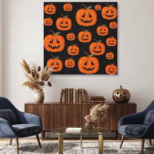 Happy Halloween Jack O Lantern Illustrative Art Canvas Print